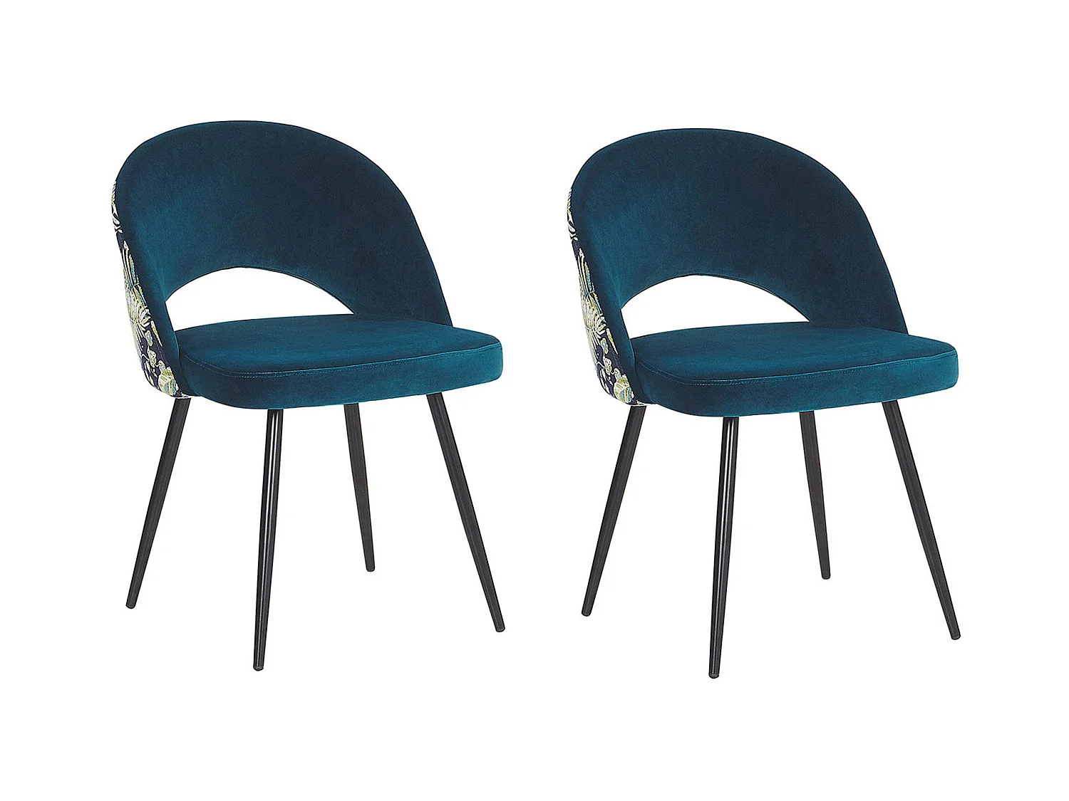 Lot de 2 chaises de salle à manger VIVIAN Velours Bleu azur