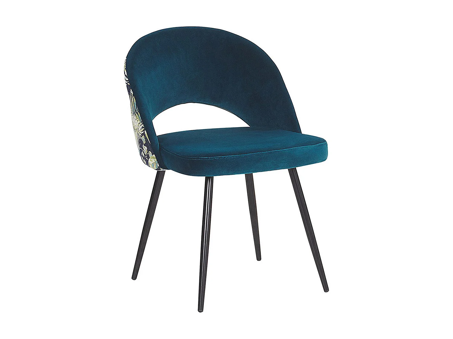 Moderner Esszimmerstuhl 2er Set aus Samtstoff blau mit Muster Vivian