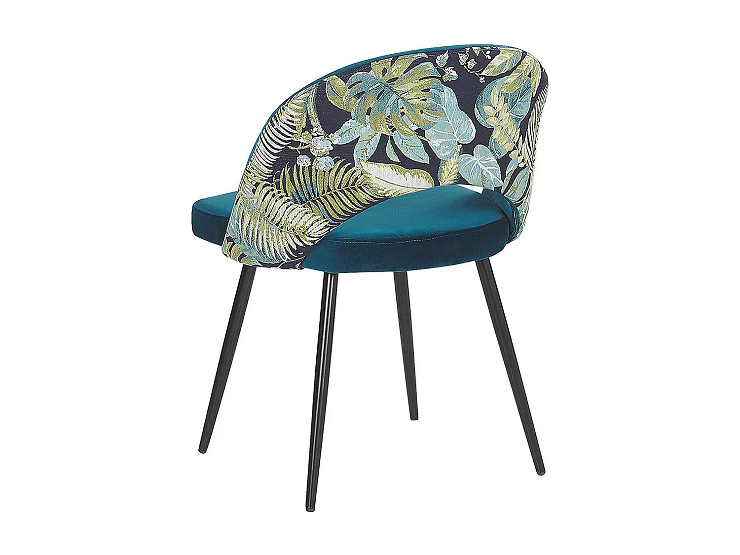 Moderner Esszimmerstuhl 2er Set aus Samtstoff blau mit Muster Vivian