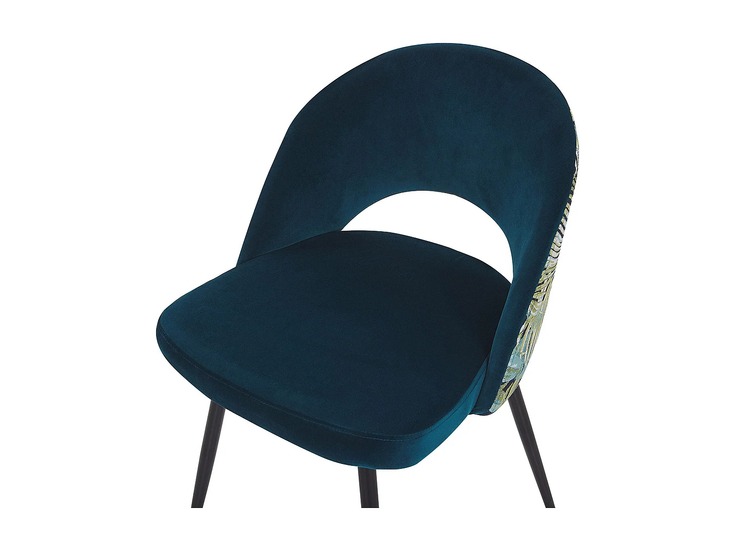 Moderner Esszimmerstuhl 2er Set aus Samtstoff blau mit Muster Vivian