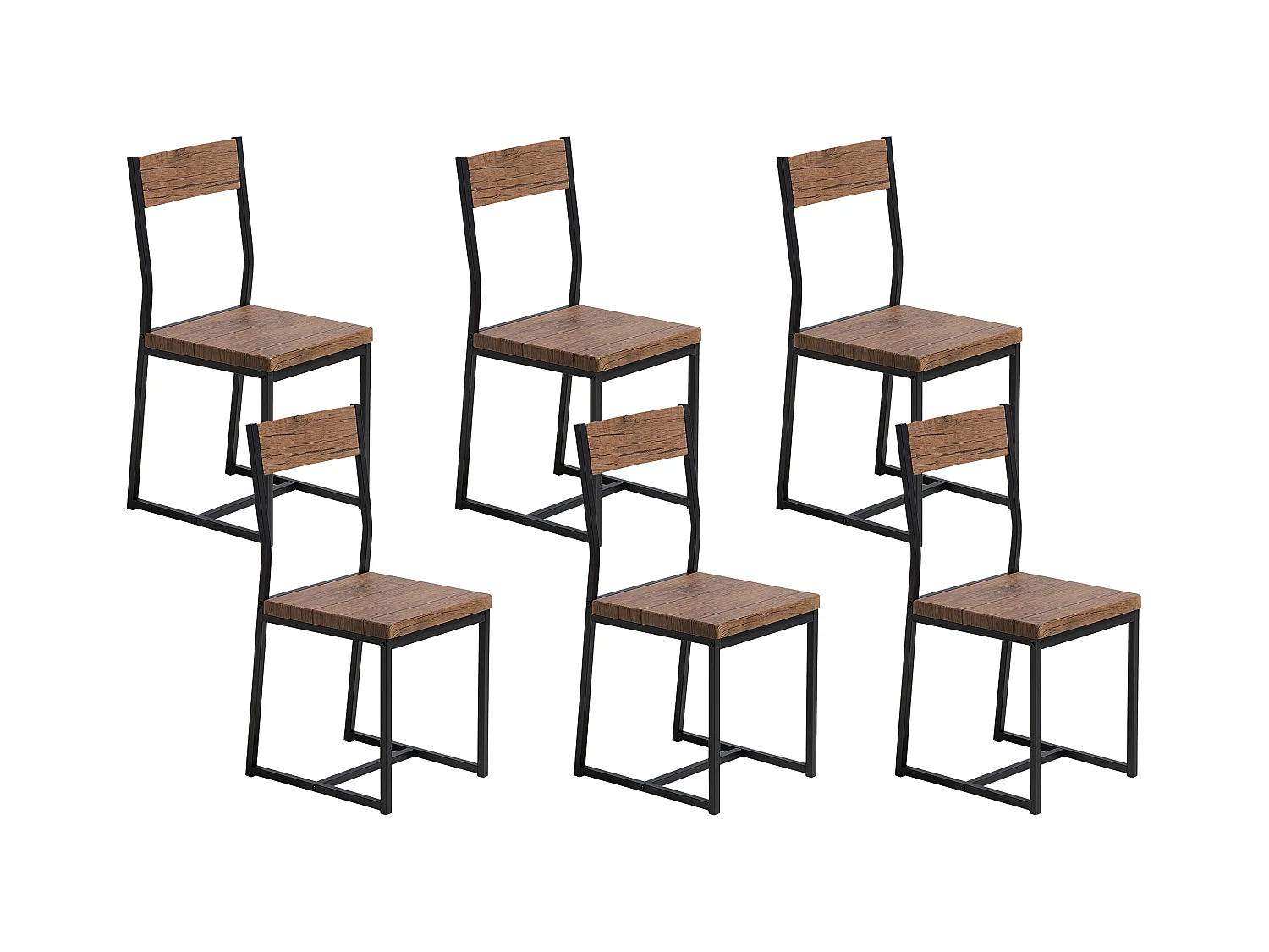Lot de 6 chaises de salle à manger LAREDO Marron/noir
