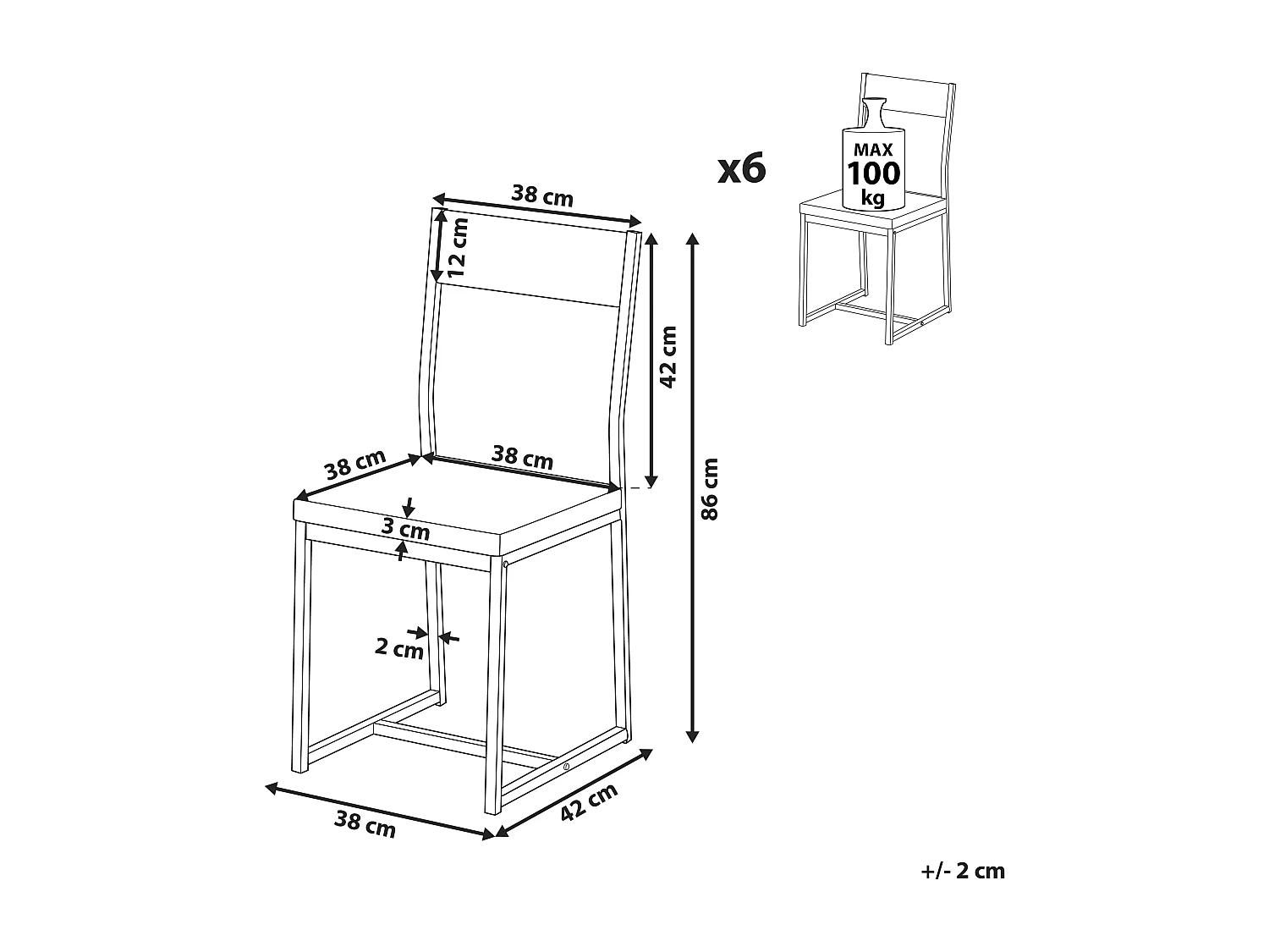 Conjunto de 4 cadeiras de jantar LAREDO Castanho/Preto