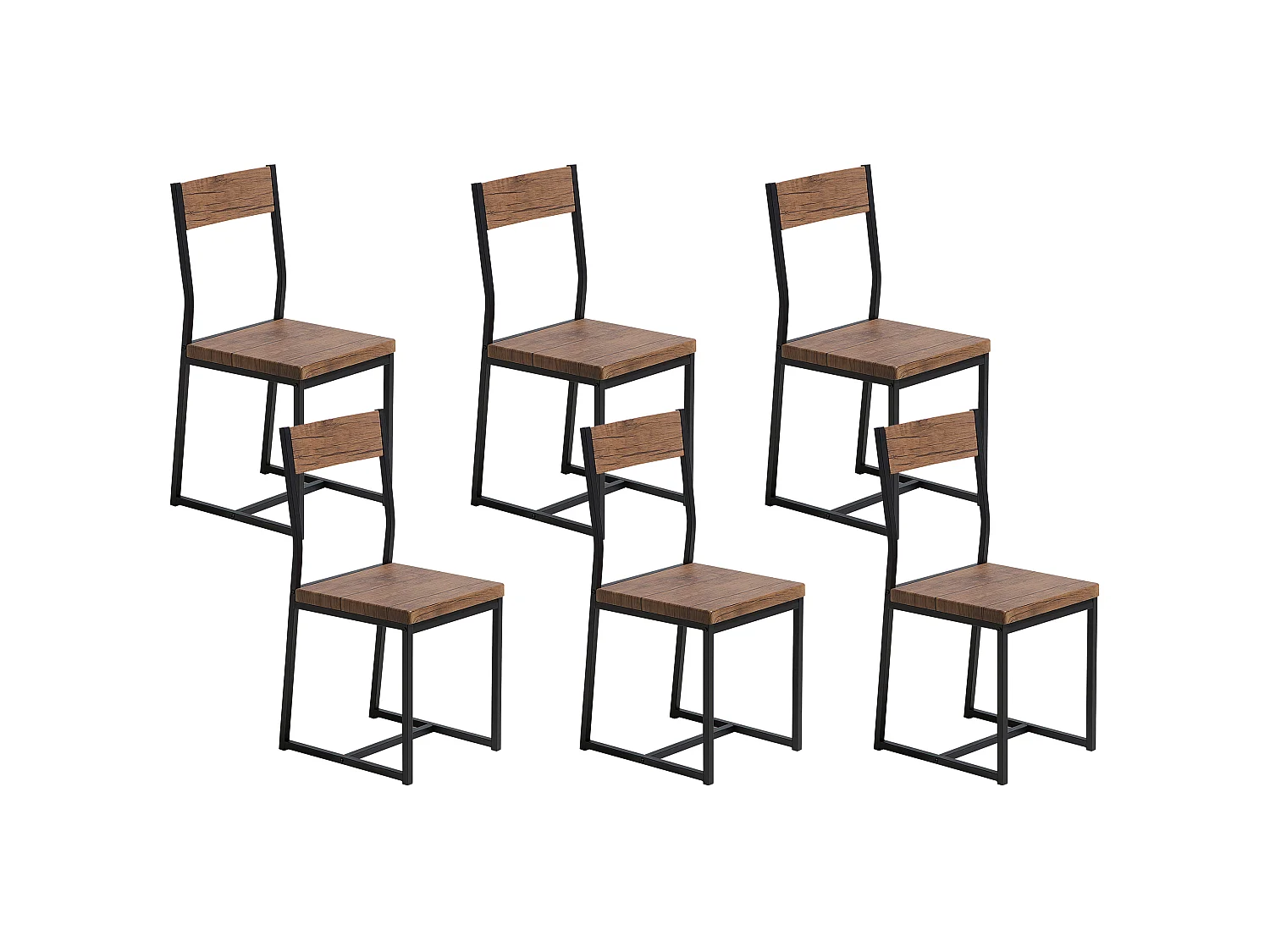 Esszimmerstuhl 6er Set LAREDO Braun / Schwarz