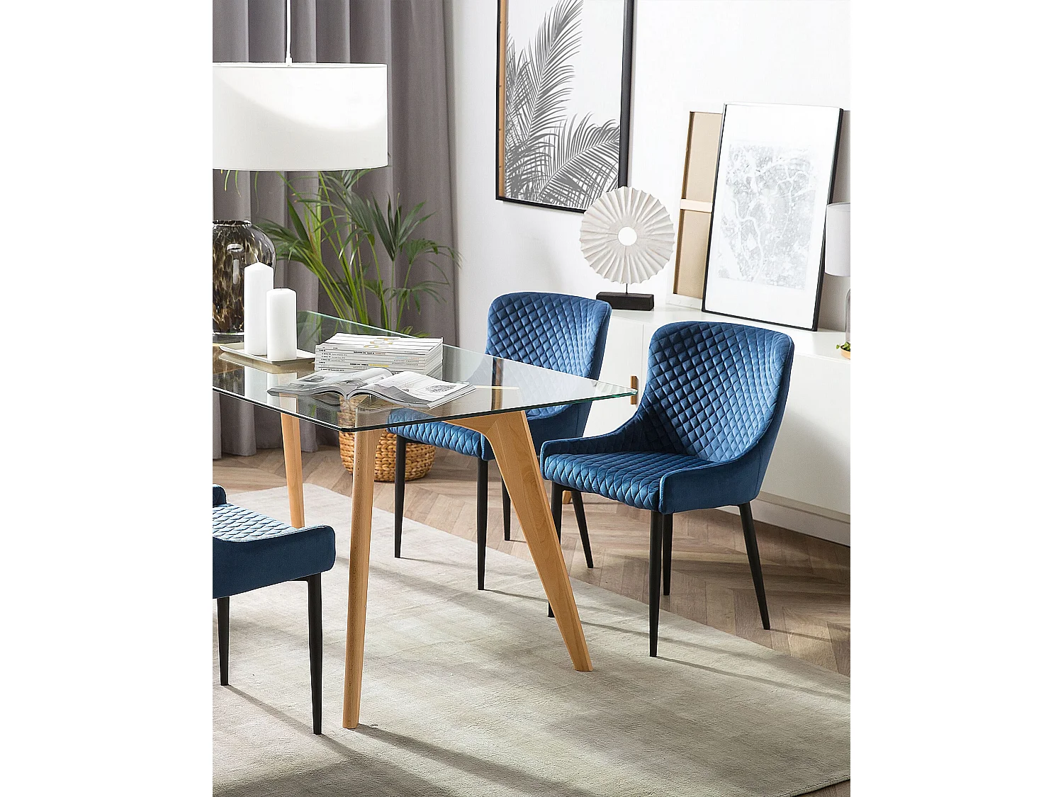 Conjunto de 2 cadeiras de jantar SOLANO Veludo Azul marinho