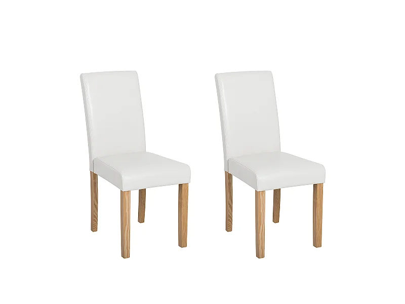 Lot de 2 chaises de salle à manger BROADWAY Cuir PU Blanc