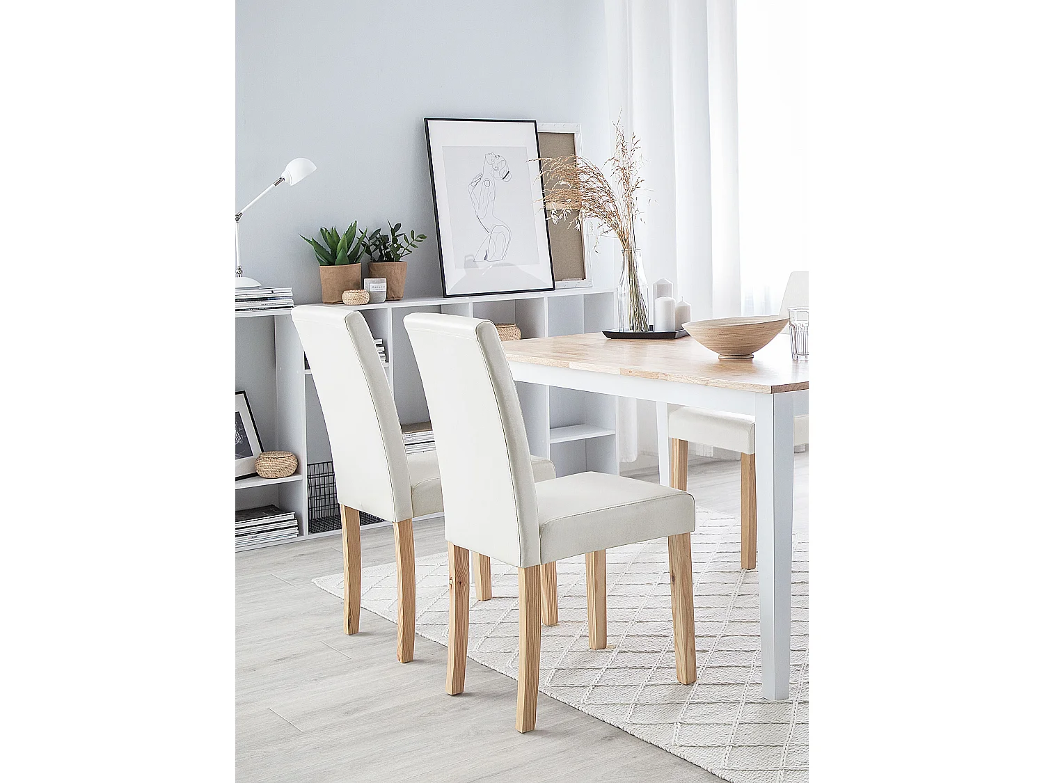 Lot de 2 chaises de salle à manger BROADWAY Cuir PU Blanc