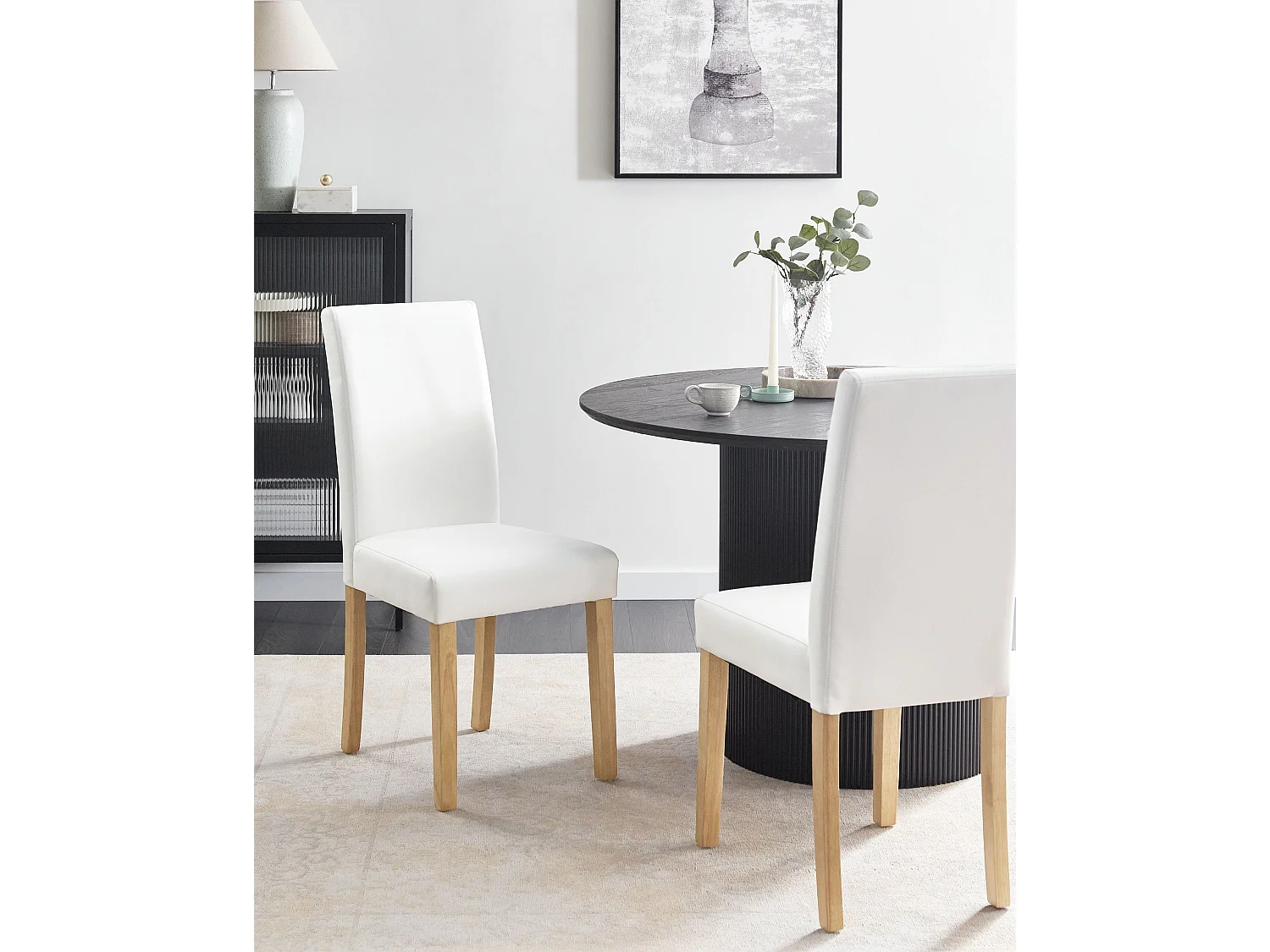 Esszimmerstuhl 2er Set BROADWAY Kunstleder Weiss