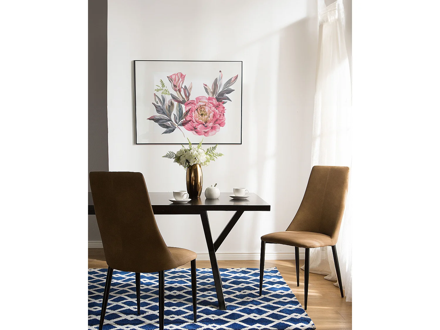 Conjunto de 2 cadeiras de jantar CLAYTON Pele sintética Castanho dourado