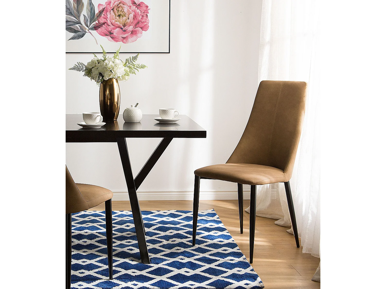 Lot de 2 chaises de salle à manger CLAYTON Cuir PU Marron doré