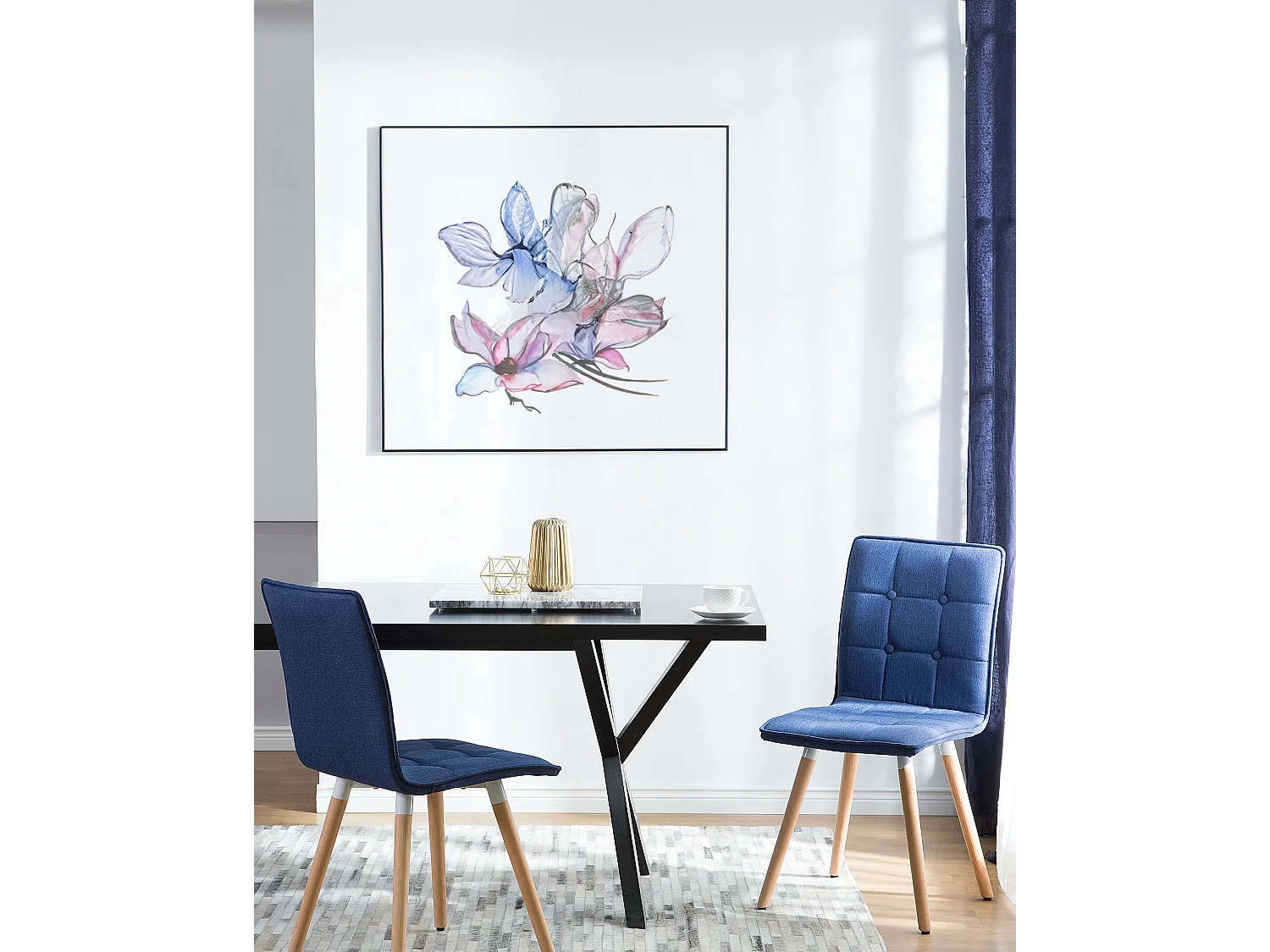 Lot de 2 chaises de salle à manger BROOKLYN Bleu marine