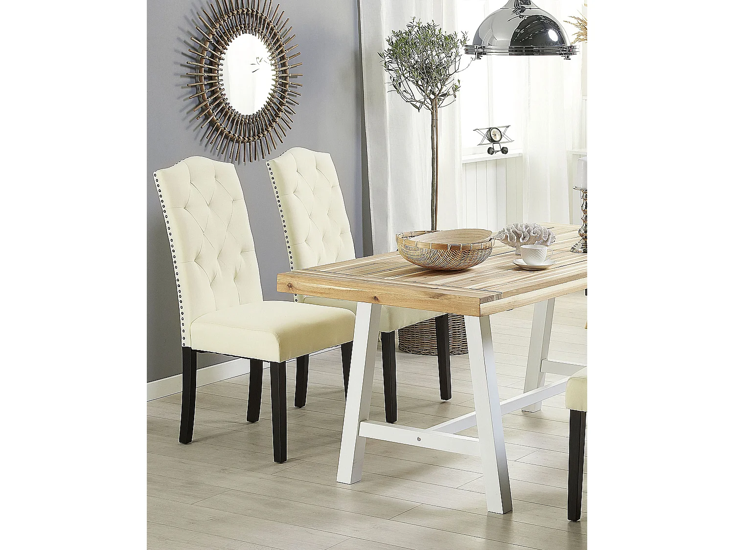 Set van 2 eetkamerstoelen SHIRLEY Stof Crème