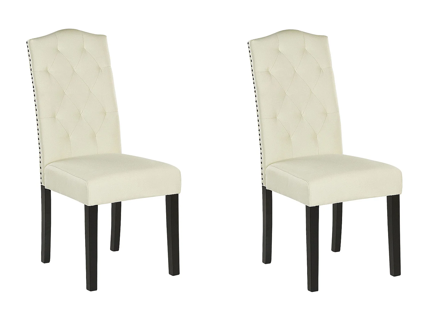 Polsterstuhl mit Holzbeinen im 2er Set creme / schwarz Glamour Stil Shirley