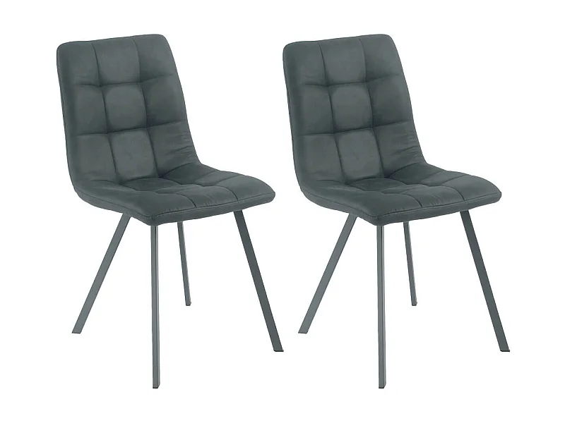 MOA - Lot de 2 Chaises Matelassées Grises Piètement Gris Mat