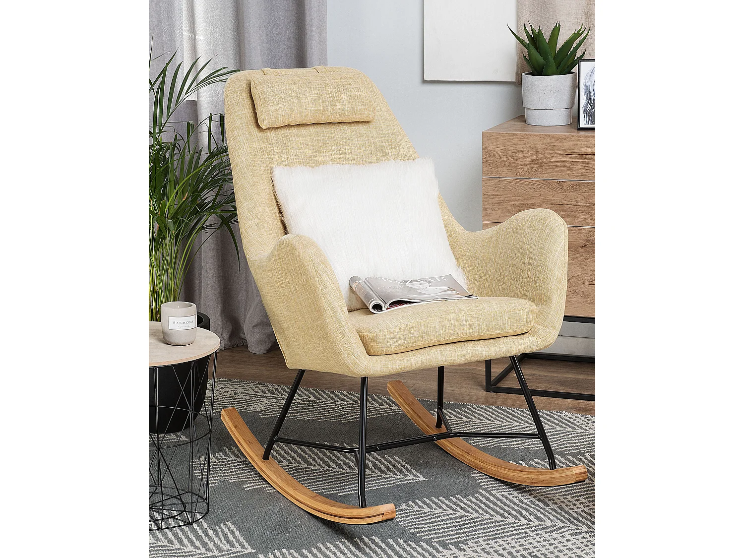 Rocking Chair ARRIE Fabric Yellow