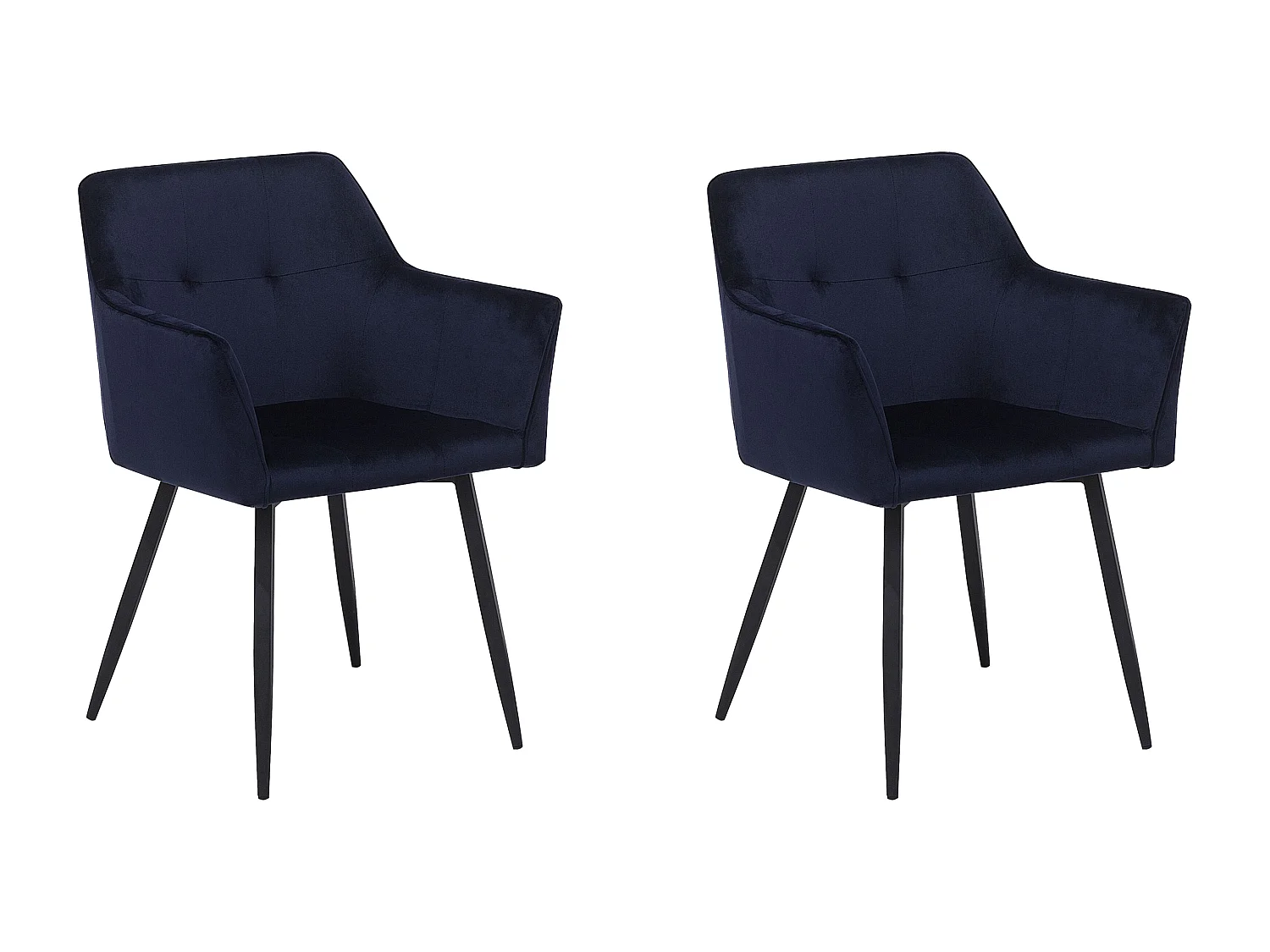Esszimmerstuhl 2er Set Samtstoff Metallbeine Retro Stil dunkelblau Jasmin