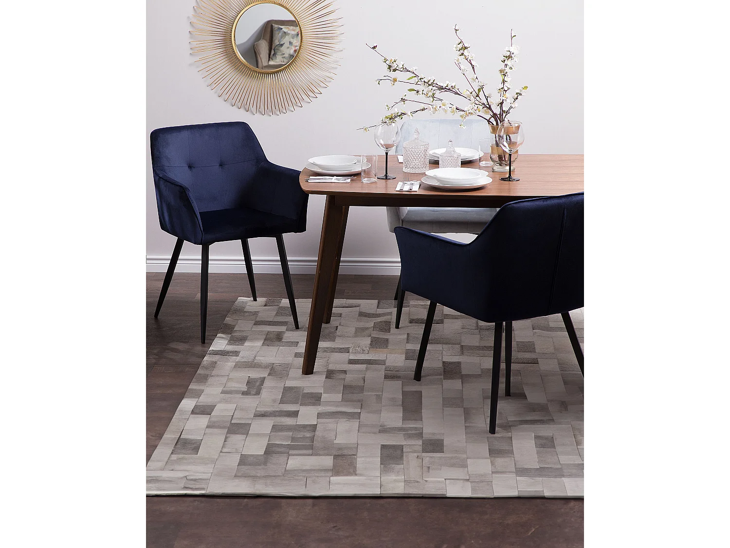 Conjunto de 2 cadeiras de jantar JASMIN Veludo Azul escuro