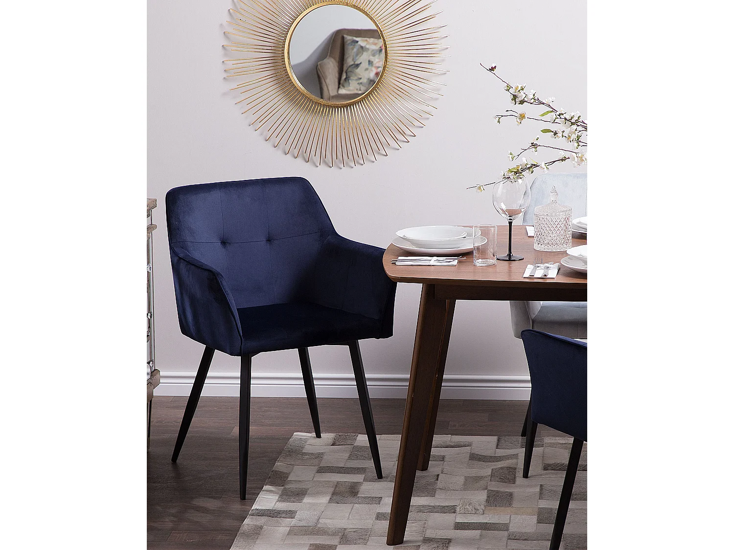 Conjunto de 2 cadeiras de jantar JASMIN Veludo Azul escuro