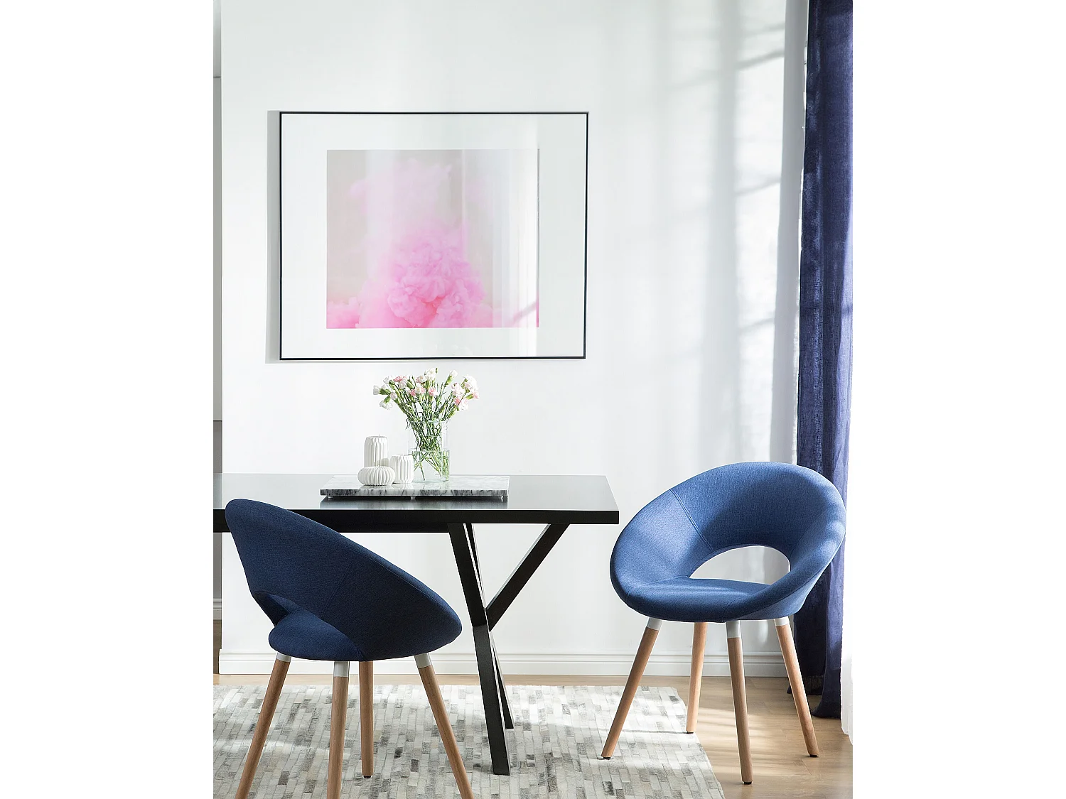 Lot de 2 chaises de salle à manger ROSLYN Bleu marine