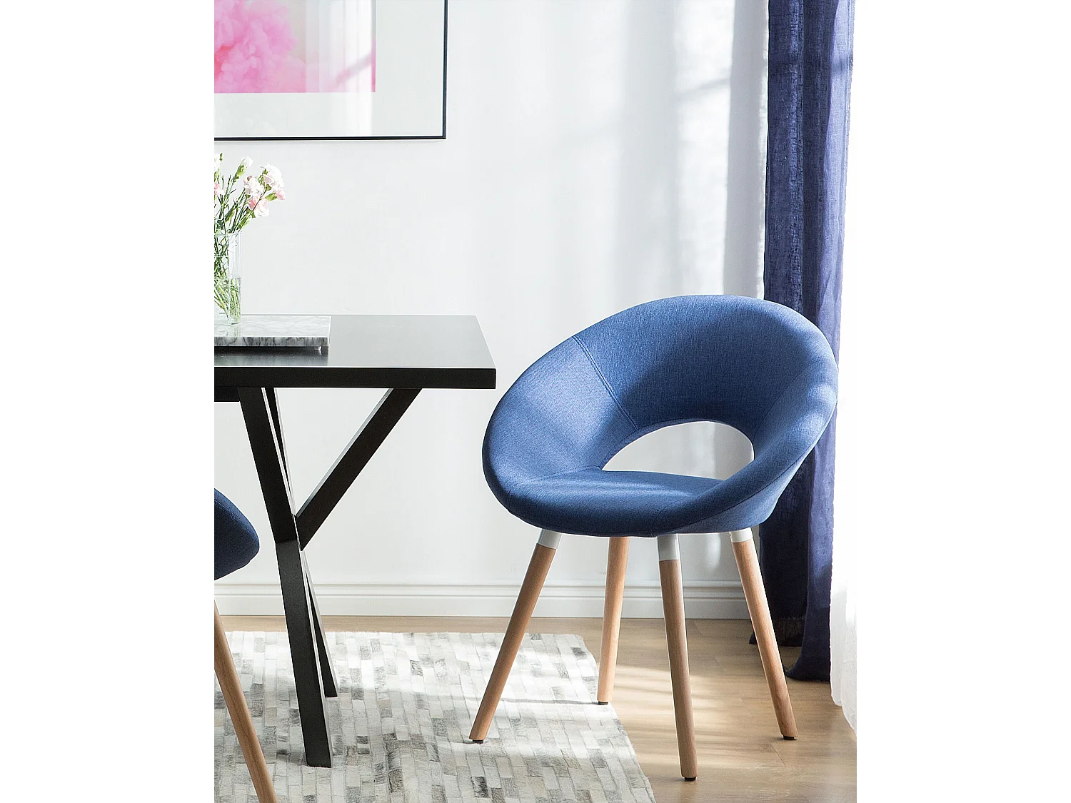 Lot de 2 chaises de salle à manger ROSLYN Bleu marine