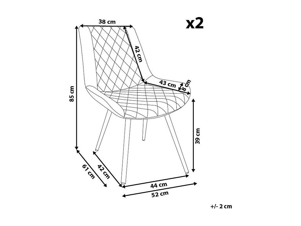 Conjunto de 2 cadeiras de jantar MARIBEL Pele sintética Cinzento claro