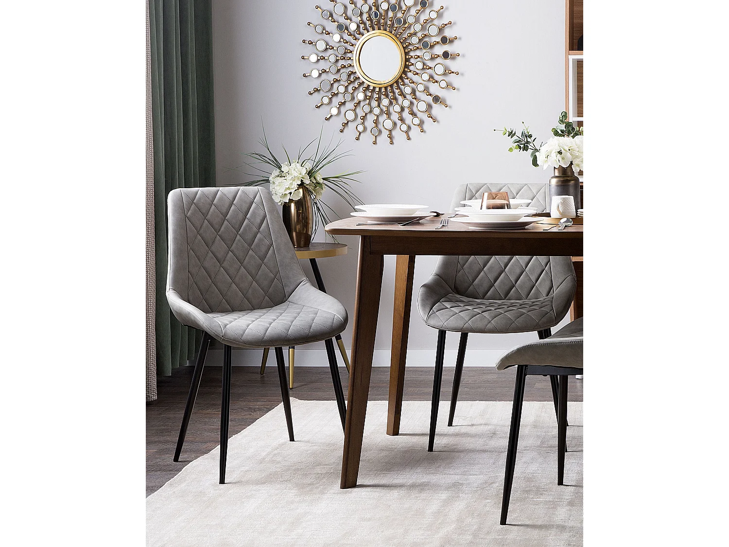 Lot de 2 chaises de salle à manger MARIBEL Cuir PU Gris clair