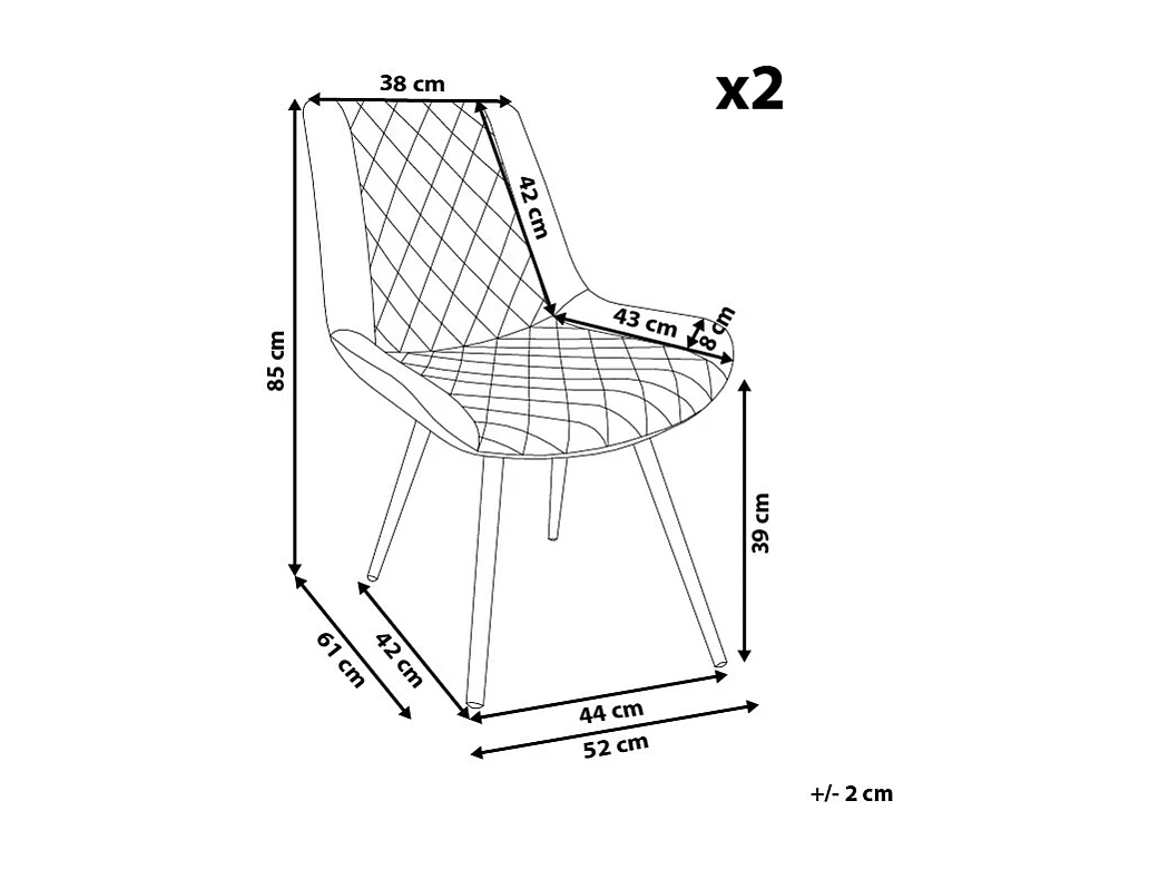 Zestaw 2 krzeseł do jadalni MARIBEL Ekoskóra Jasnoszary