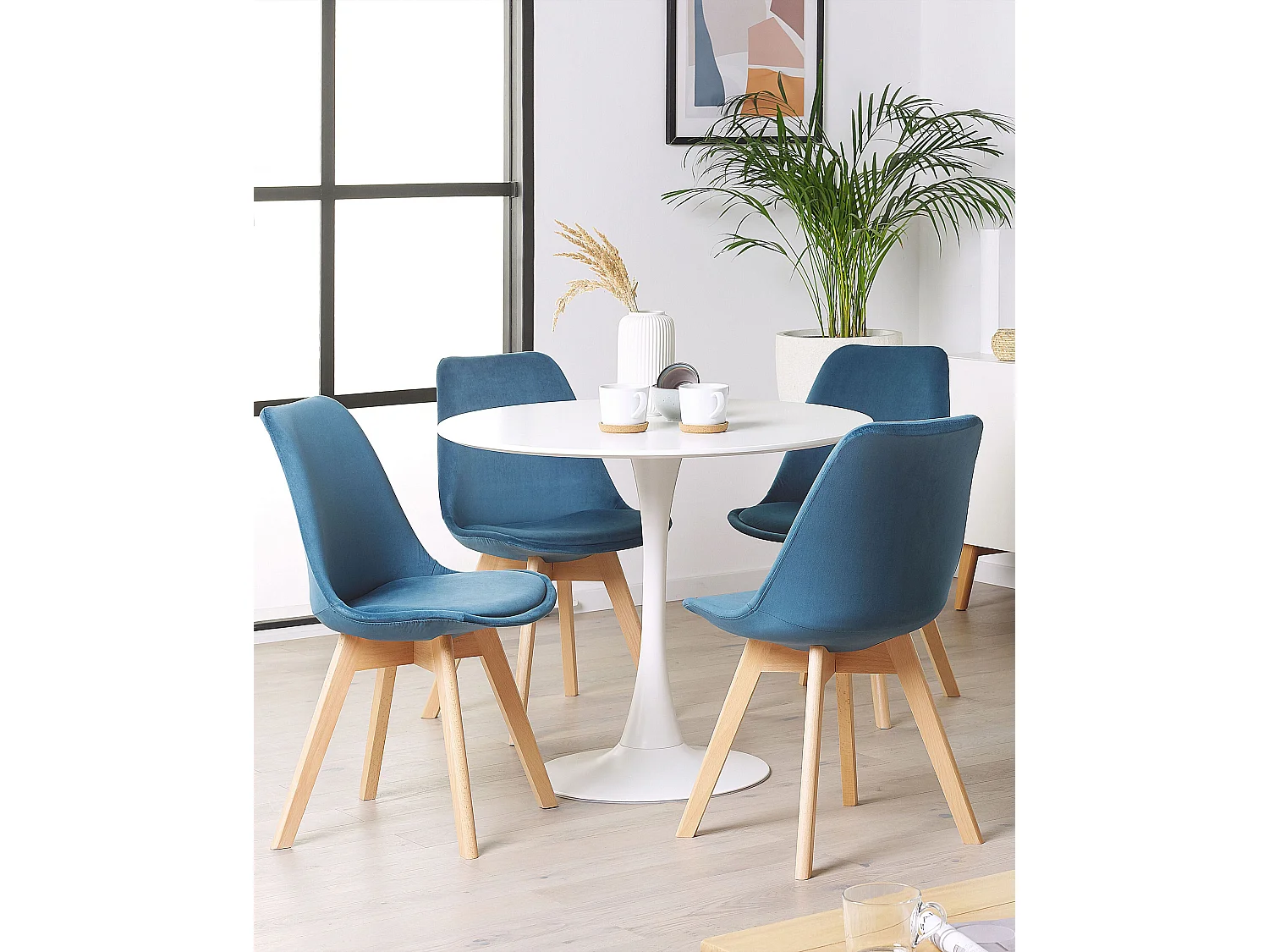 Esszimmerstuhl 2er Set Samtstoff in Blau Küchenstühle Moderne Essstühle Dakota II