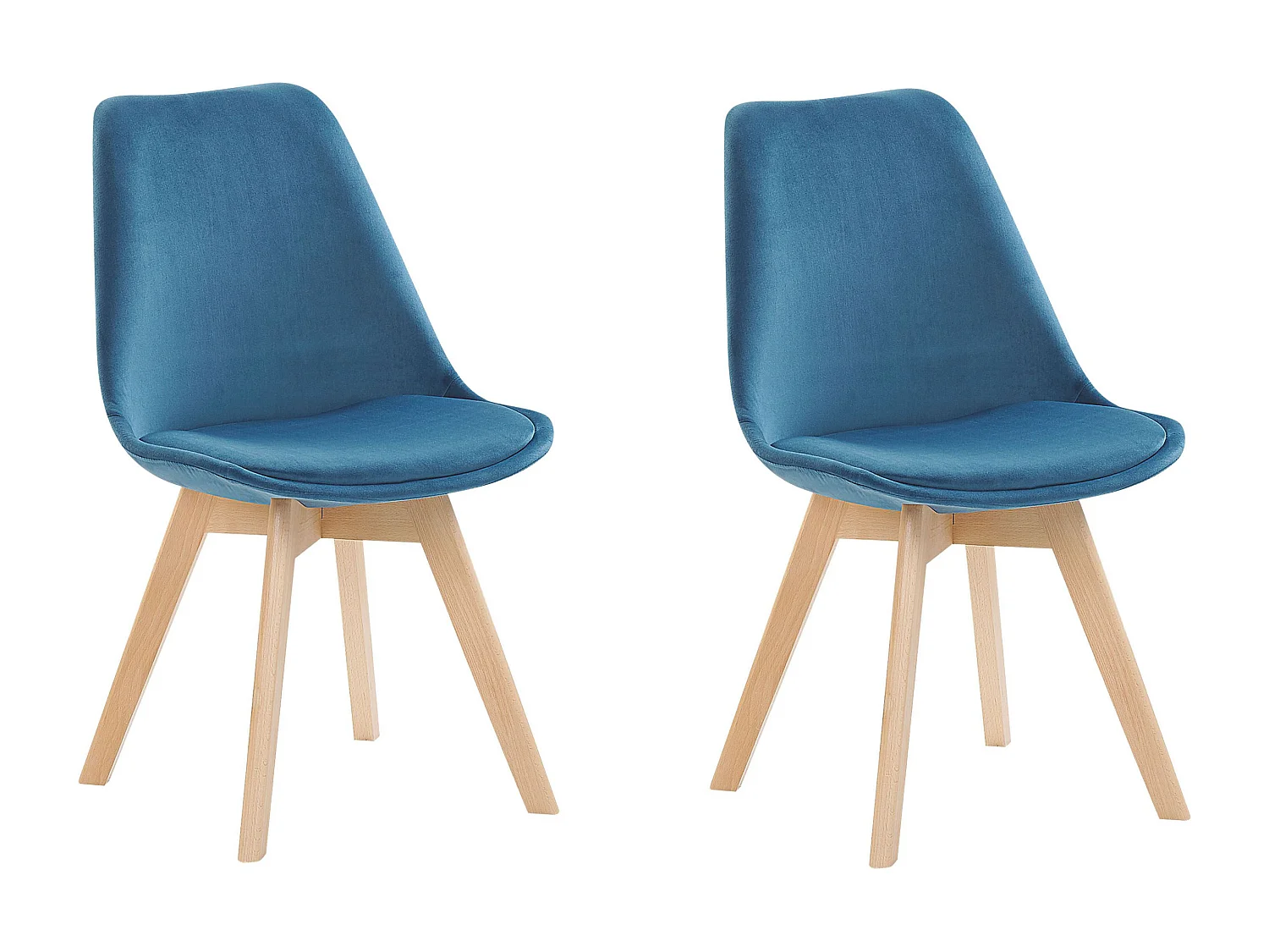 Lot de 2 chaises de salle à manger DAKOTA II Velours Bleu