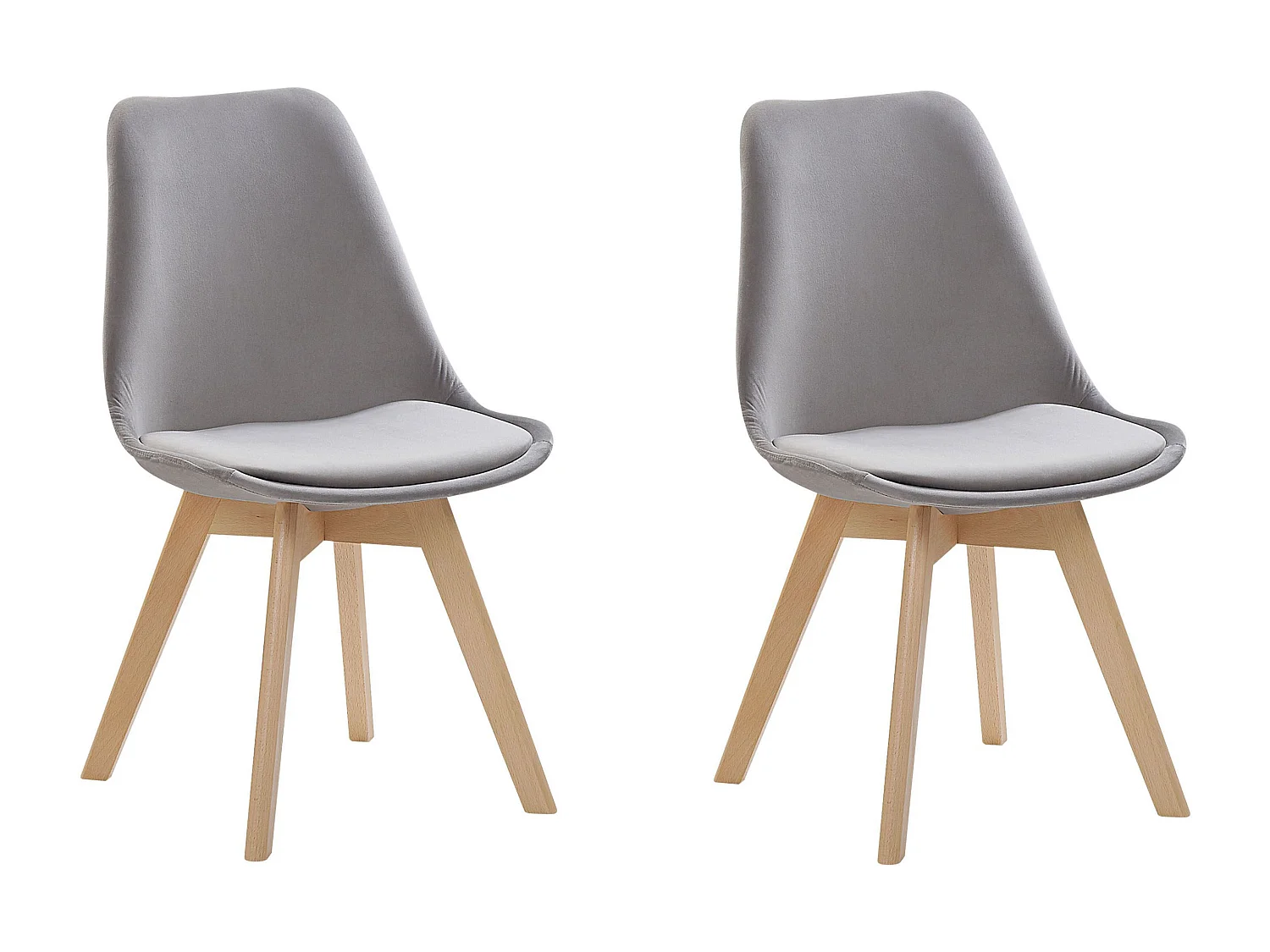 Esszimmerstuhl 2er Set Samtstoff in Grau Küchenstühle Moderne Essstühle Dakota II