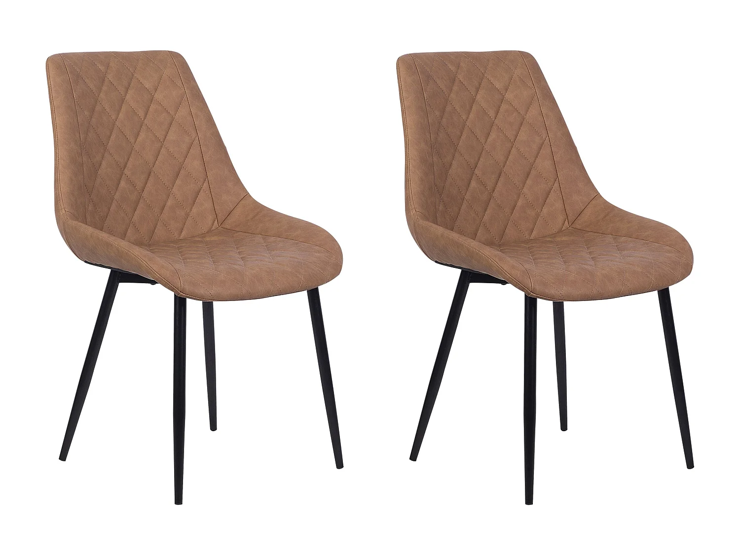 Lot de 2 chaises de salle à manger MARIBEL Cuir PU Marron doré