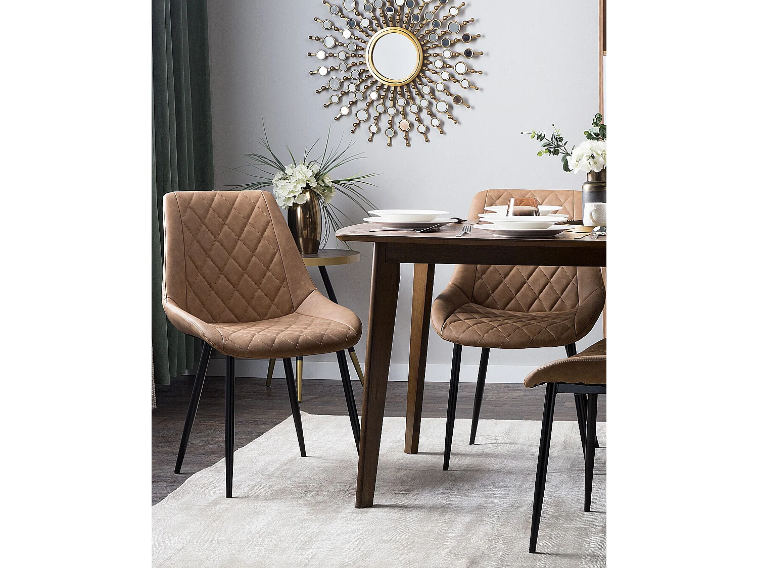 Lot de 2 chaises de salle à manger MARIBEL Cuir PU Marron doré