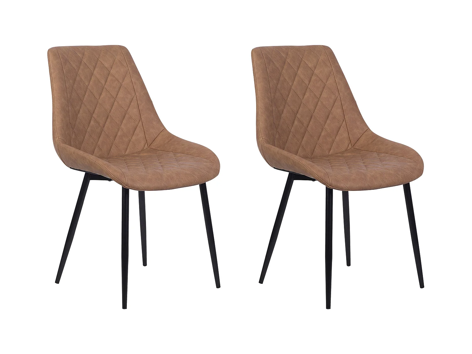 Lot de 2 chaises de salle à manger MARIBEL Cuir PU Marron doré