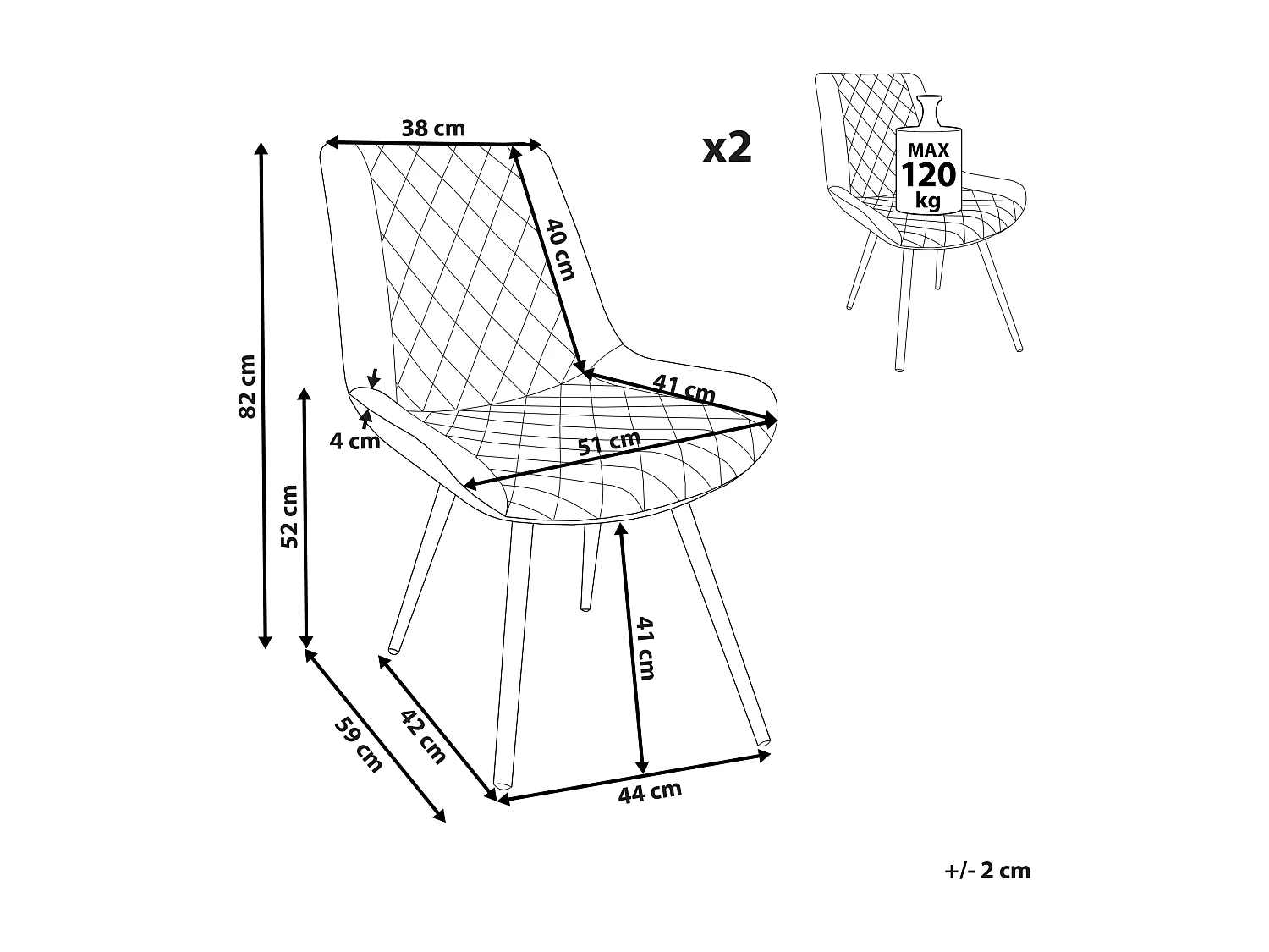 Set van 2 eetkamerstoelen MARIBEL Kunstleer Goudbruin