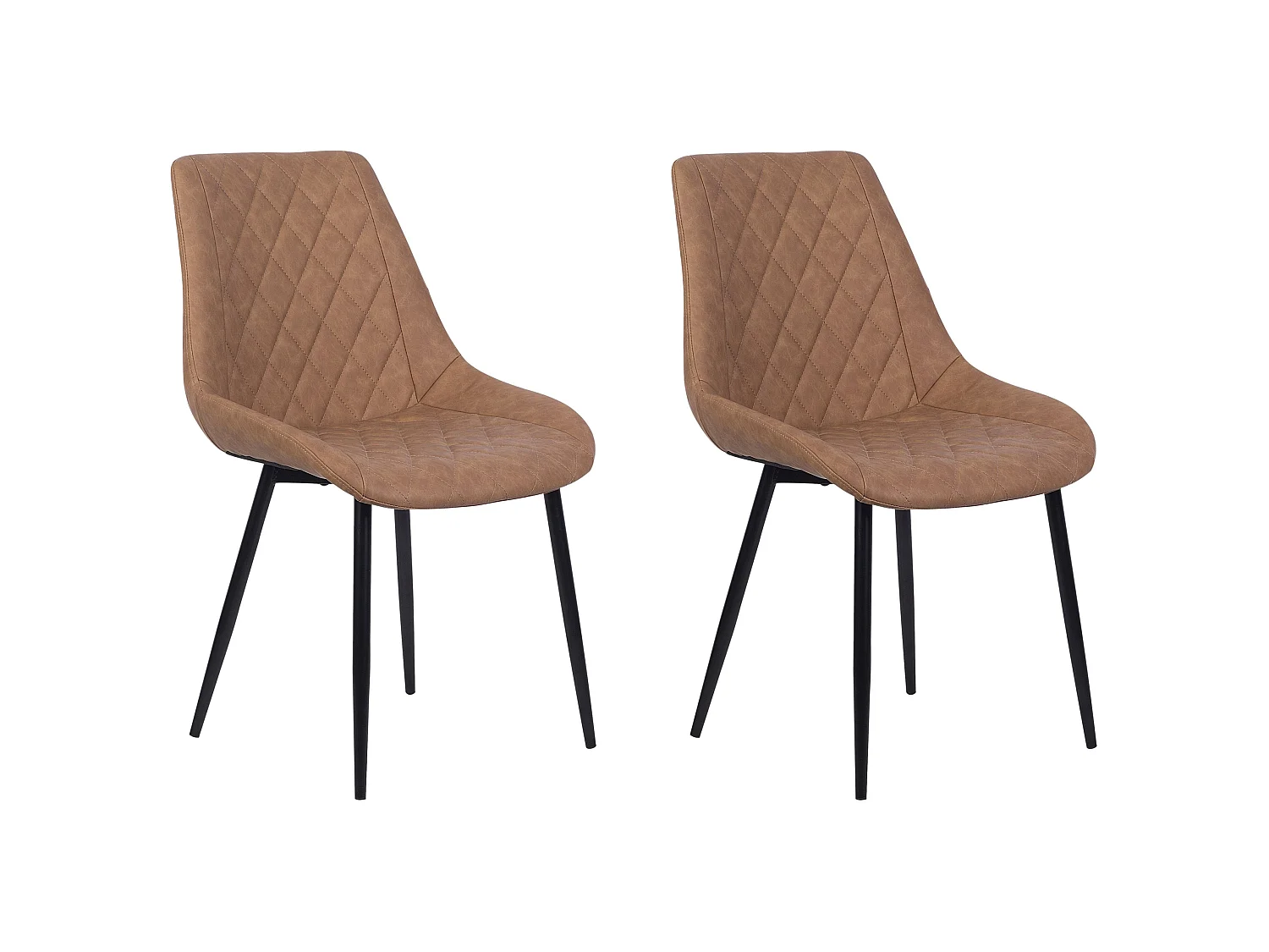 Lot de 2 chaises de salle à manger MARIBEL Cuir PU Marron doré