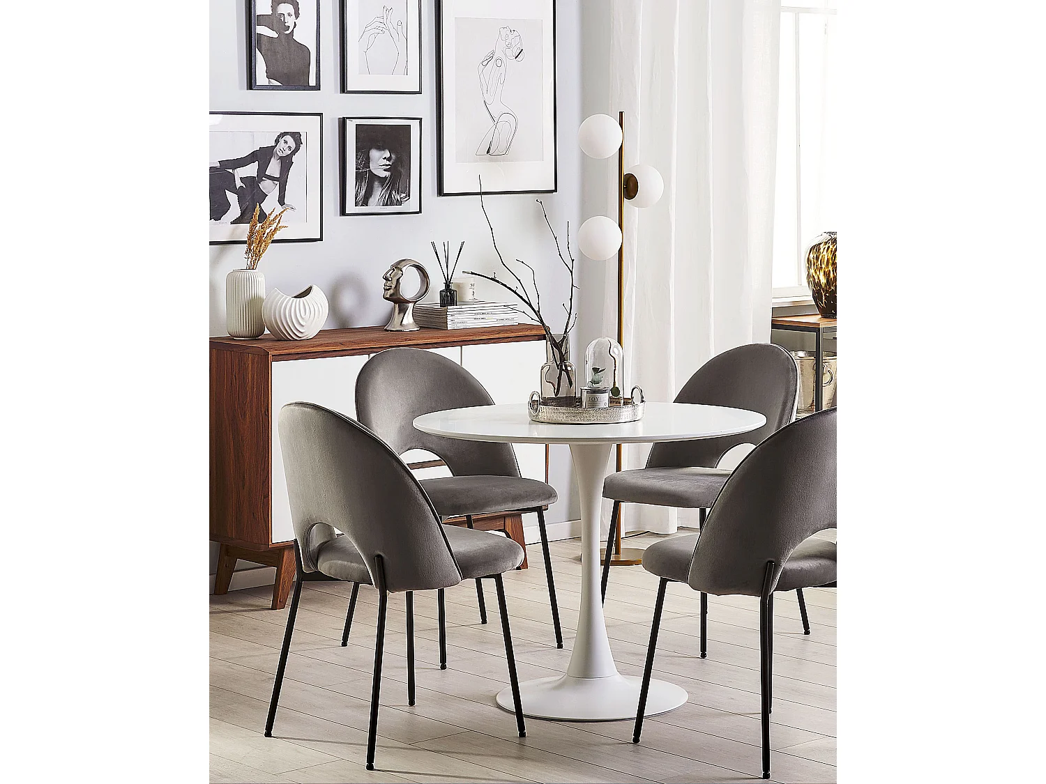 Set van 2 eetkamerstoelen COVELO Fluweel Grijs