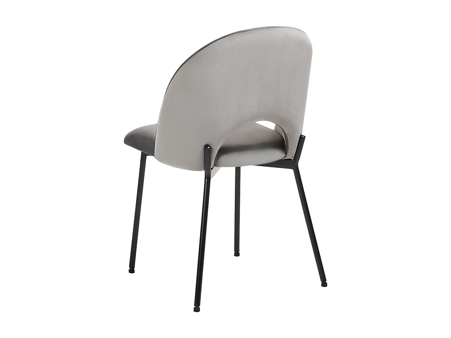 Esszimmerstuhl 2er-Set Samtstoff grau mit schwarzem Metallgestell Retro Covelo