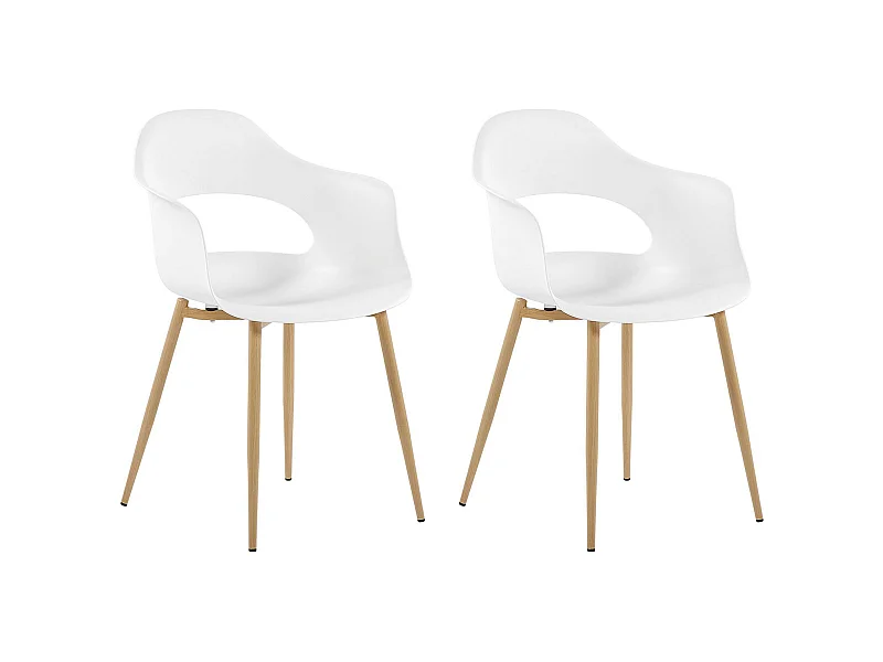 Esszimmerstuhl 2er Set weiß Kunststoff mit Metallgestell Skandi Modern Utica