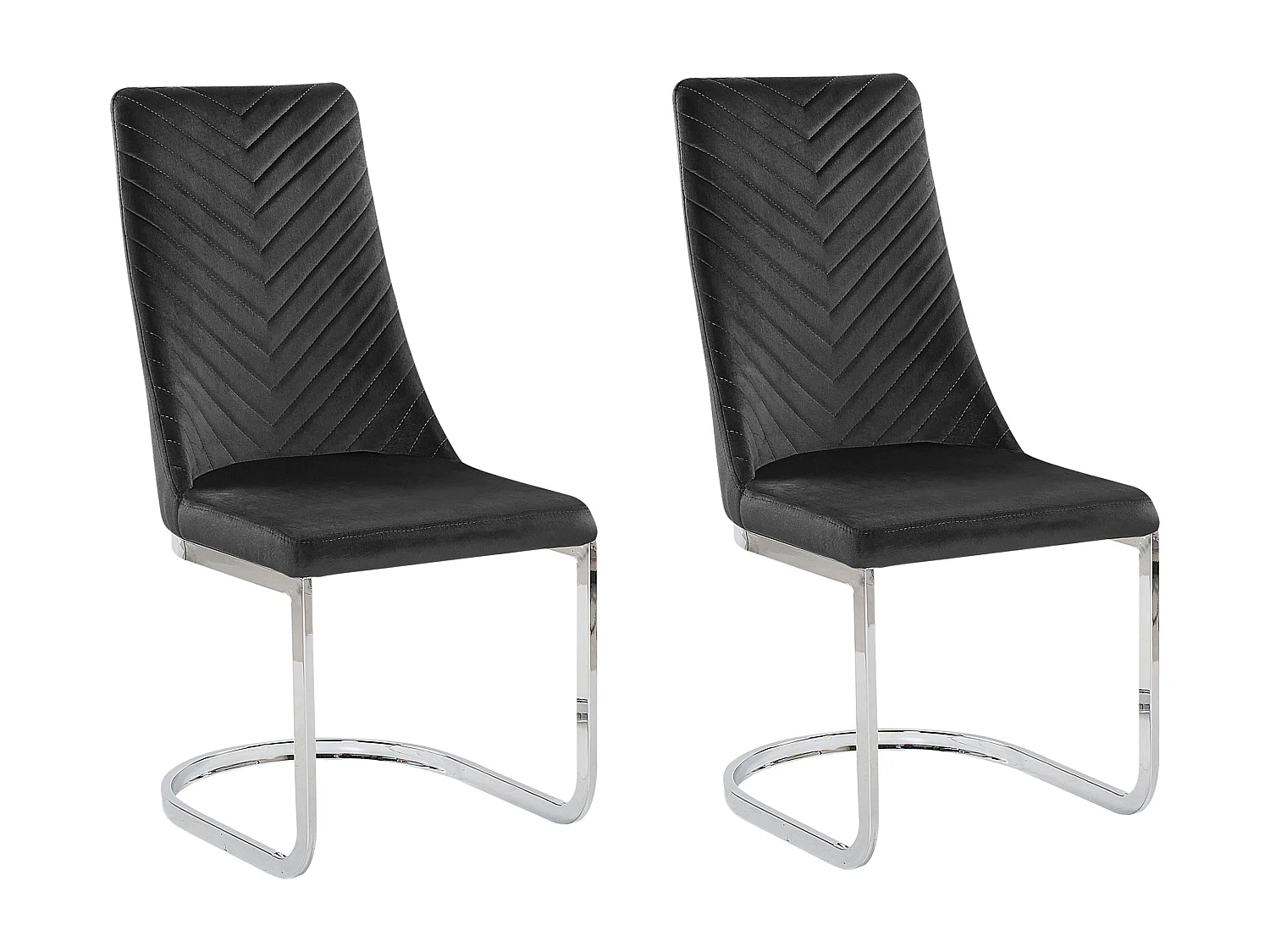 Set van 2 eetkamerstoelen ALTOONA Fluweel Zwart