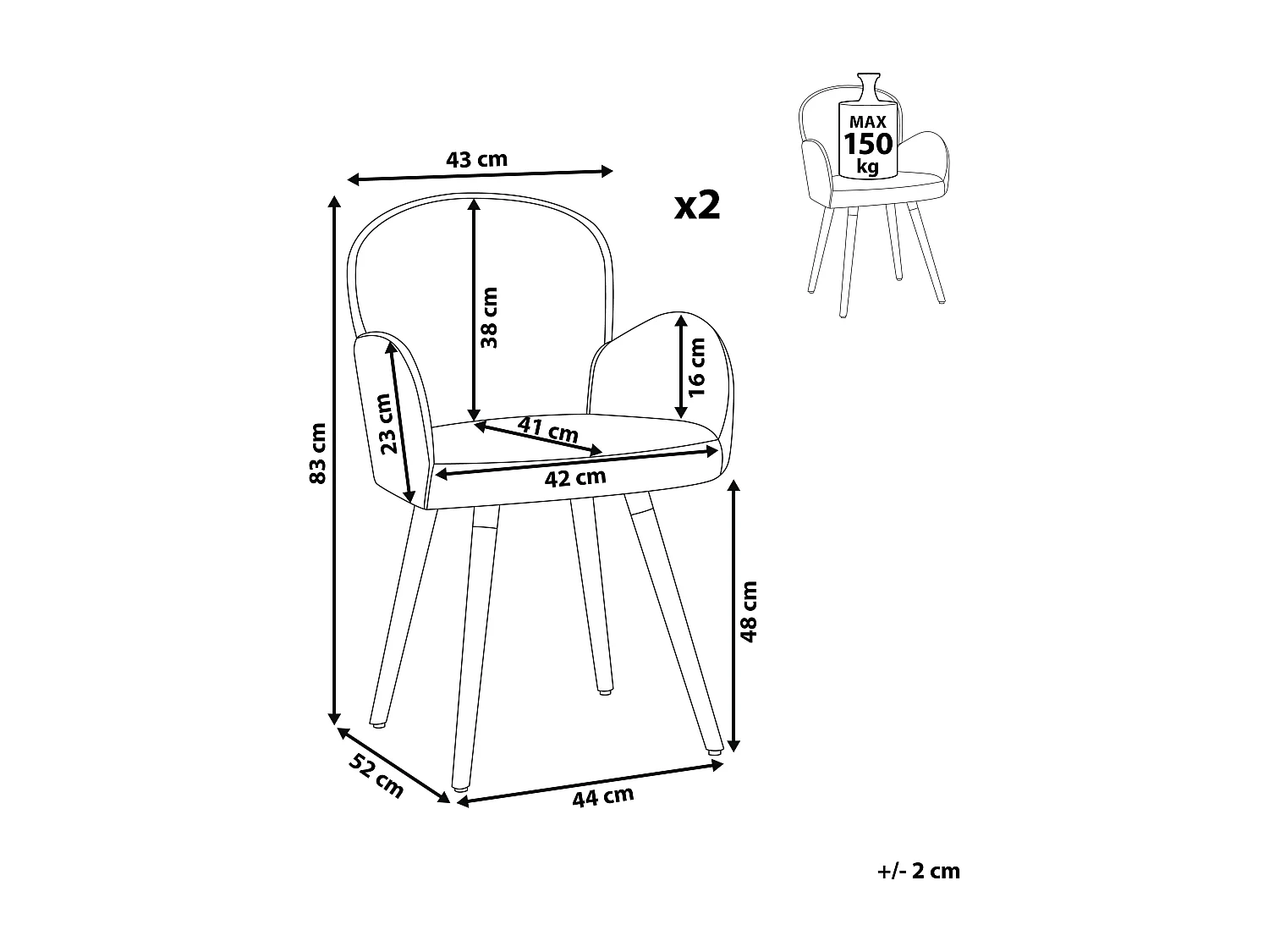 Set di 2 sedie da pranzo BROOKVILLE Giallo