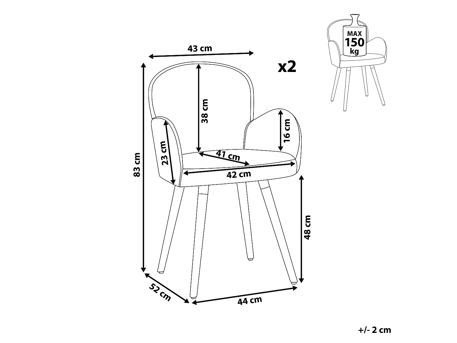 Set van 2 eetkamerstoelen BROOKVILLE Geel