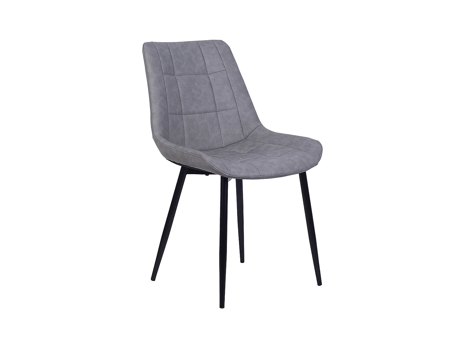 Esszimmerstuhl 2er Set Kunstleder grau mit Metallgestell schwarz Retro Melrose II