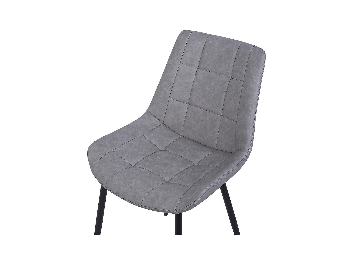 Esszimmerstuhl 2er Set Kunstleder grau mit Metallgestell schwarz Retro Melrose II