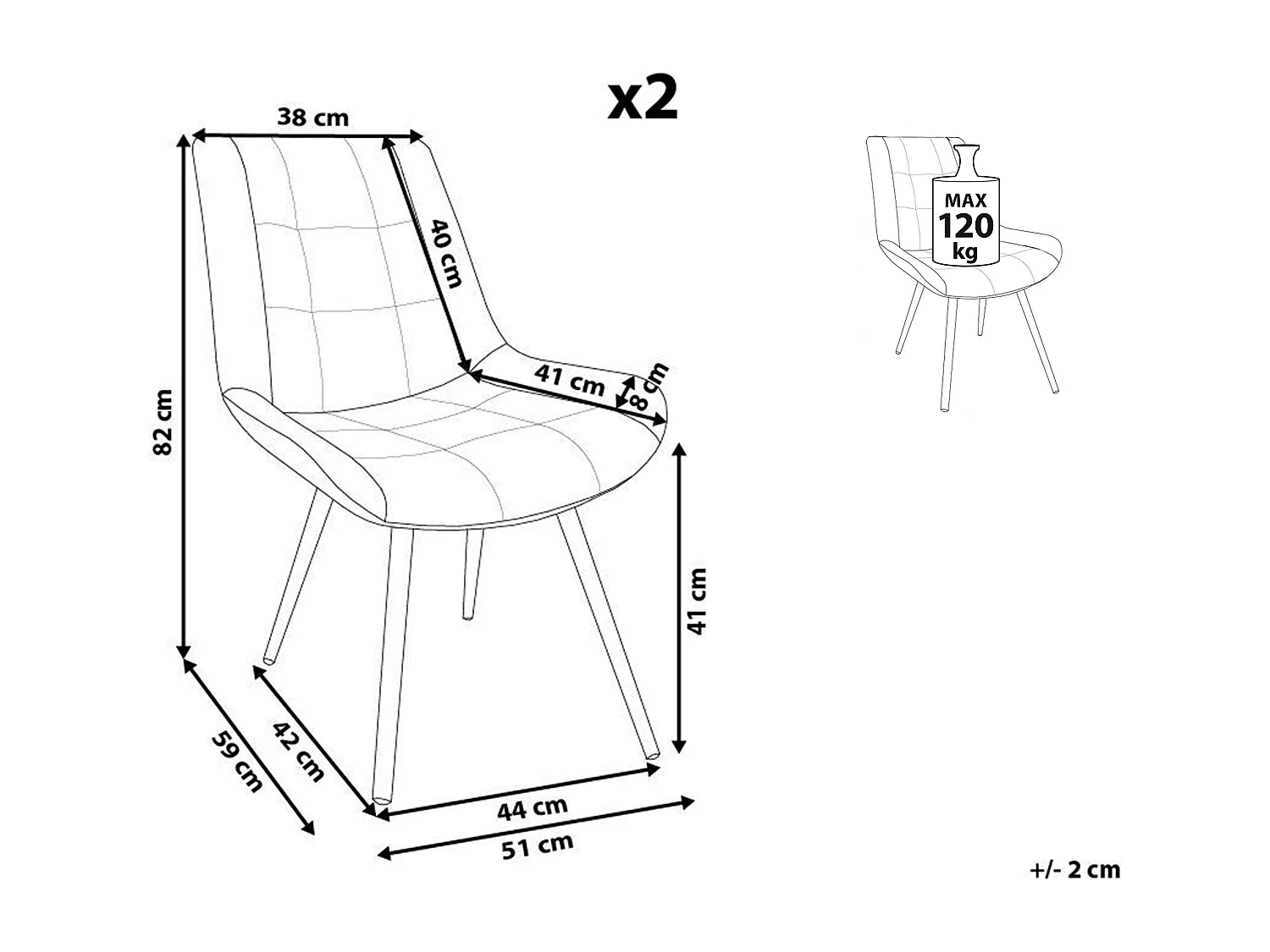Set van 2 eetkamerstoelen MELROSE II Kunstleer Grijs