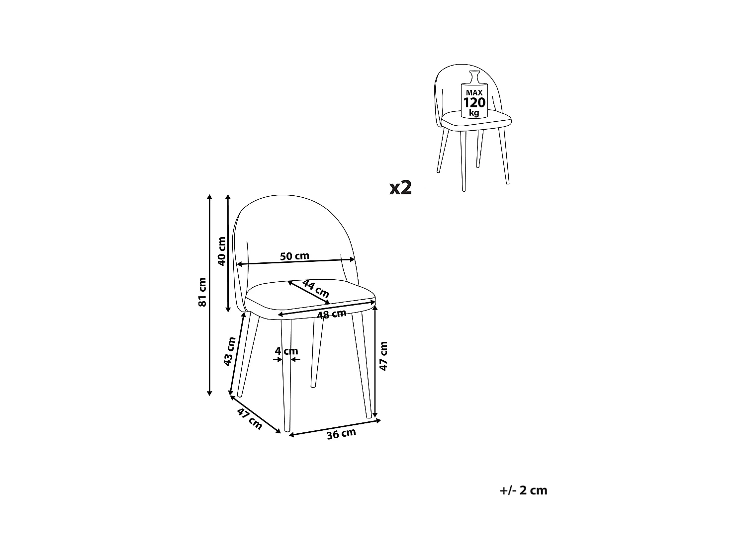 Zestaw 2 krzeseł do jadalni VISALIA Welur Miętowy