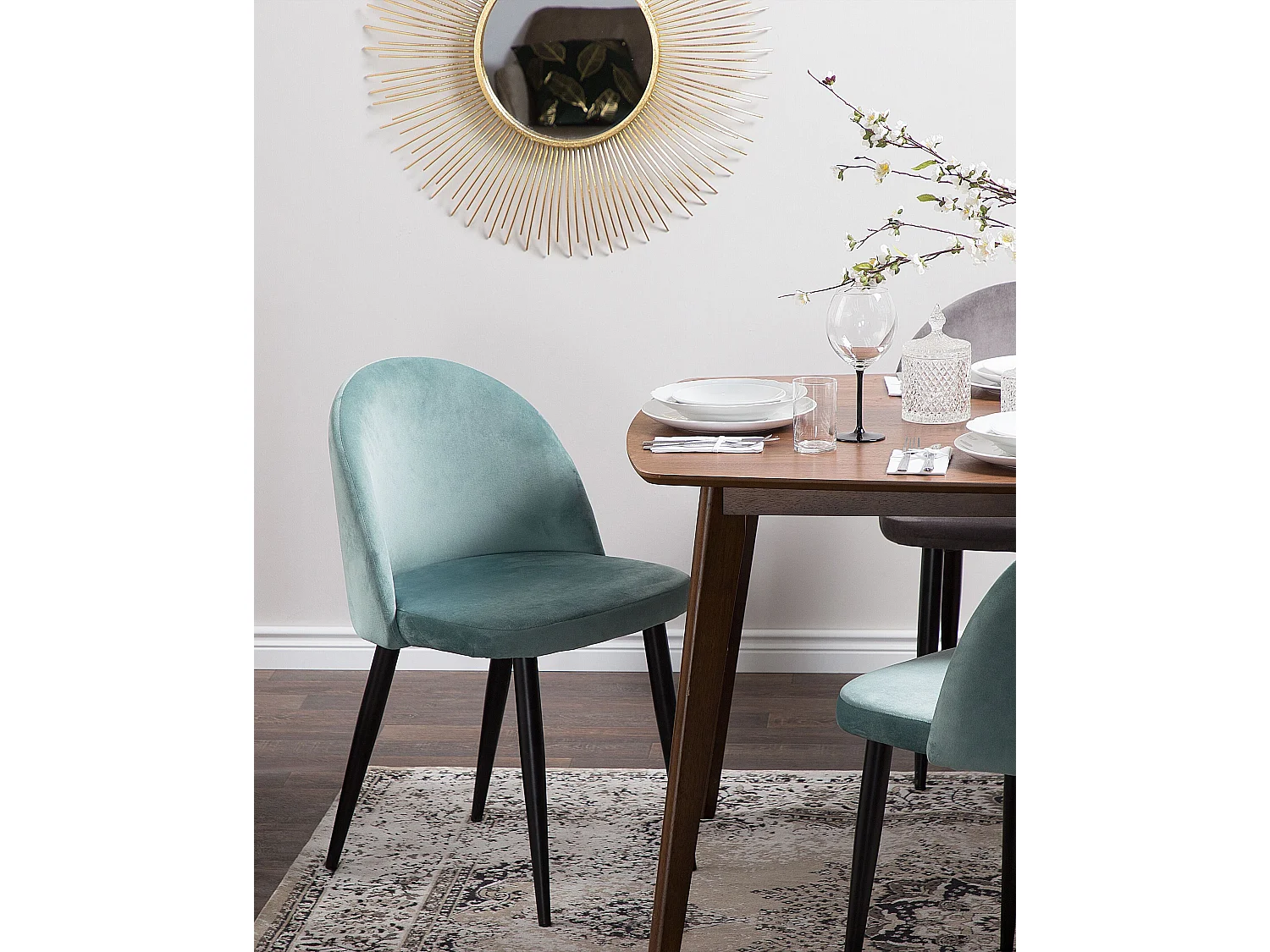 Lot de 2 chaises de salle à manger VISALIA Velours Vert menthe