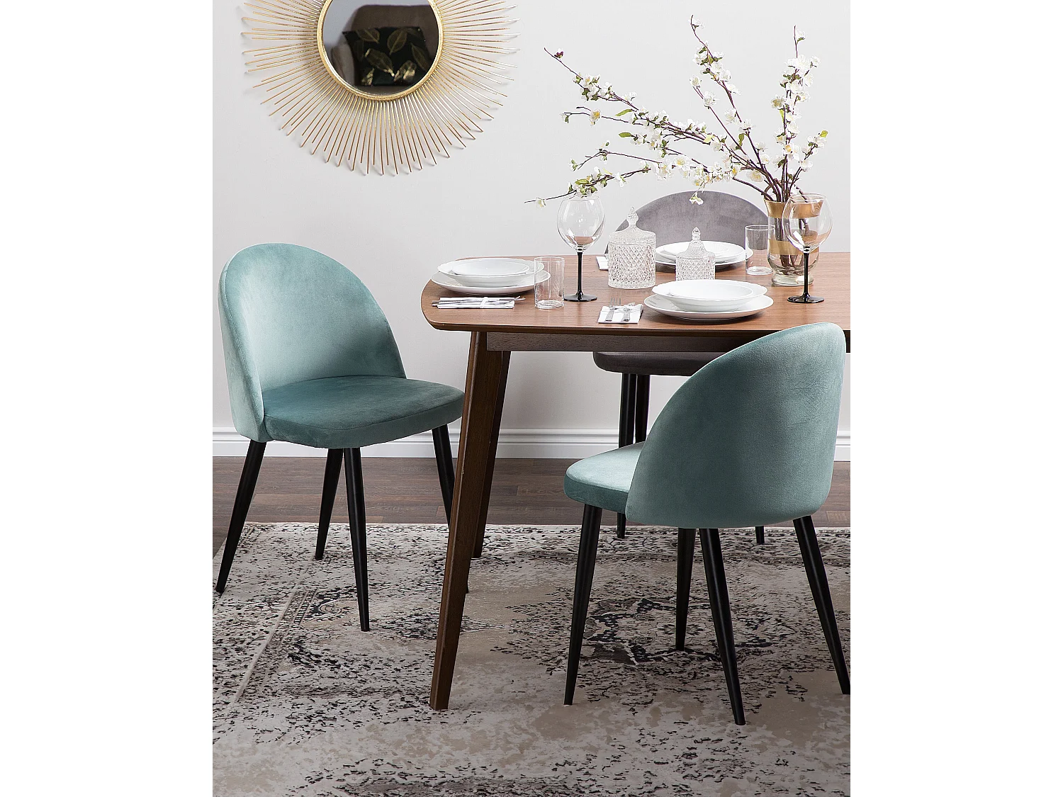 Set van 2 eetkamerstoelen VISALIA Fluweel Mintgroen
