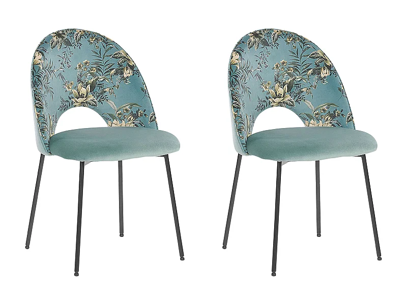 Lot de 2 chaises de salle à manger COVELO Velours Vert menthe