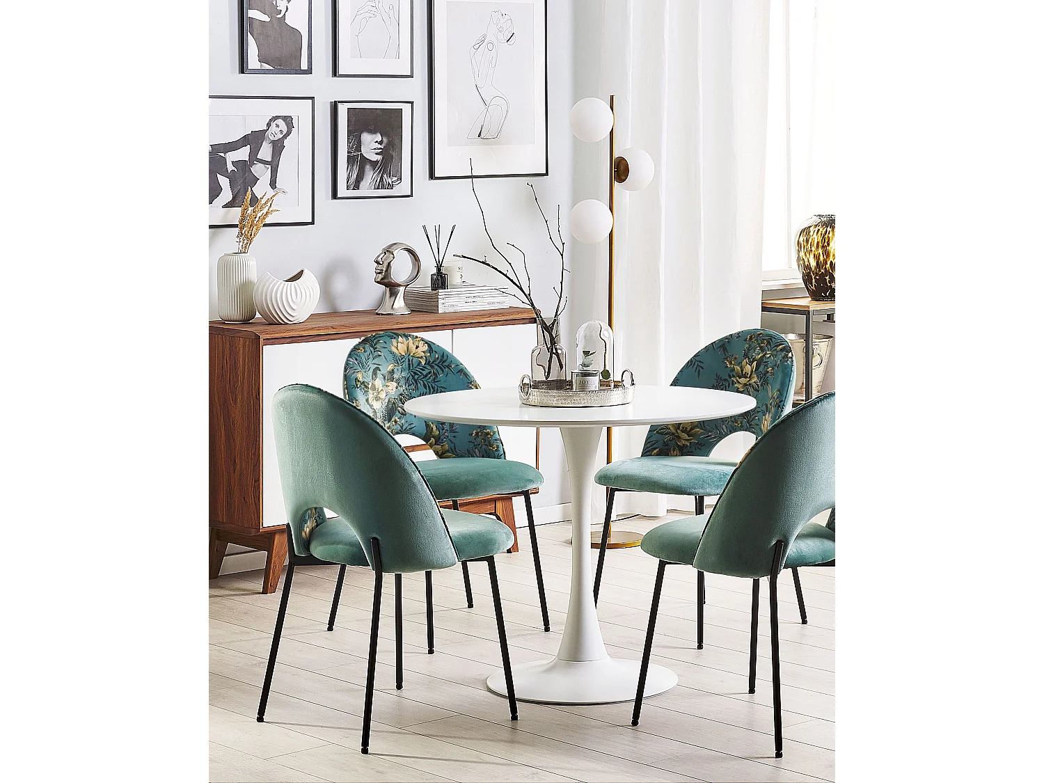 Conjunto de 2 cadeiras de jantar COVELO Veludo Verde menta