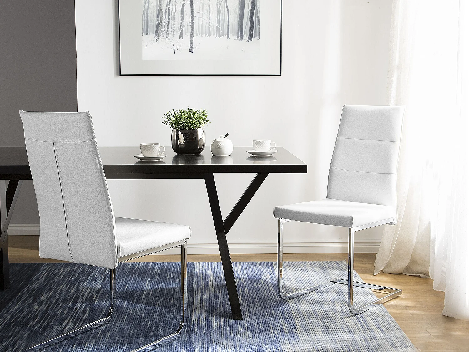 Conjunto de 2 sillas de comedor ROCKFORD Piel sintética Blanco