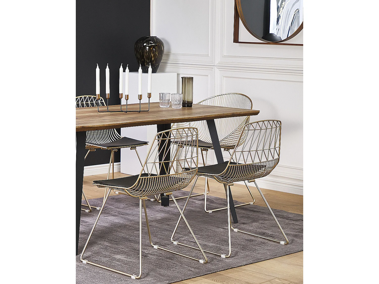 Lot de 2 chaises de salle à manger HARLAN Métal Doré